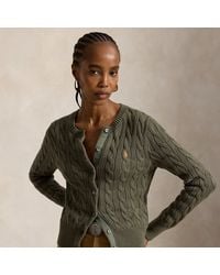 Polo Ralph Lauren - Cable-Knit Cotton Crewneck Cardigan - Lyst