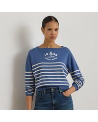 Ralph Lauren - Logo Striped Cotton Boatneck Jumper - Lyst