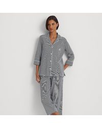 Ralph Lauren - Lauren - Pijama capri de punto jersey con rayas - Lyst