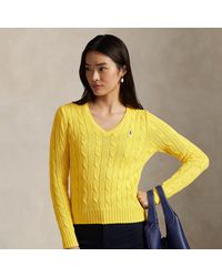 Ralph Lauren - Katoenen Kabeltrui Met V-hals - Lyst