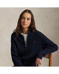 Polo Ralph Lauren - Cable-Knit Cotton Quarter-Zip Jumper - Lyst