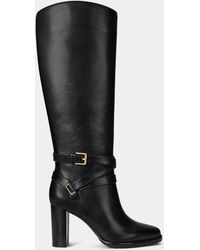Ralph Lauren - Stivali alti Collins in pelle brunita - Lyst