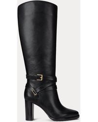 Ralph Lauren - Collins Burnished Leather Tall Boot Heel - Lyst