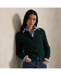 Polo Ralph Lauren - Cable-Knit Cotton Crewneck Cardigan - Lyst