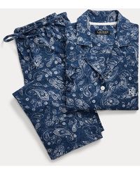 Ralph Lauren Paisley-Pyjama mit Caprihose - Blau
