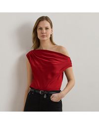 Ralph Lauren - Ralph Lauren Satin Charmeuse Off-The-Shoulder Blouse - Lyst
