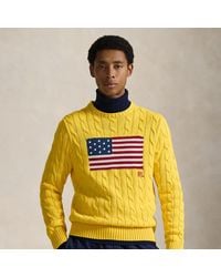 Polo Ralph Lauren - Pullover Mit Zopfmuster Und Us-Flagge - Lyst