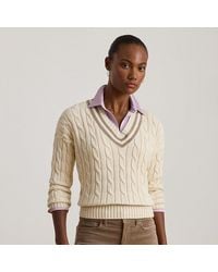 Ralph Lauren - Maglia da cricket in cotone a trecce - Lyst