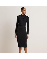 Ralph Lauren - Belted Mockneck Jersey Dress - Lyst