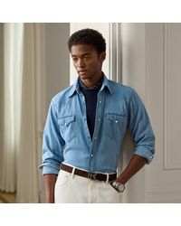 Ralph Lauren - Cotton-Linen Denim Western Shirt - Lyst