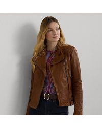 Lauren by Ralph Lauren - Ralph Lauren Leather Moto Jacket - Lyst