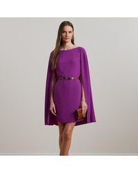 Ralph Lauren - Ralph Lauren Cape Georgette Cocktail Dress - Lyst