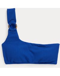 Polo Ralph Lauren Geripptes, einschultriges Bikinitop - Blau