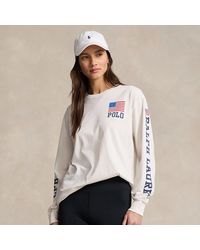 Polo Ralph Lauren - Langärmliges T-Shirt mit Logo-Flagge - Lyst