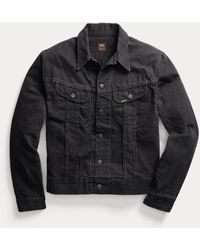 RRL - Worn-in Black Denim Trucker Jacket - Lyst