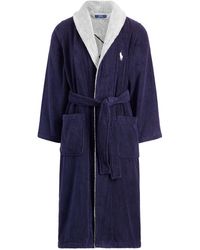 Bleu Peignoir Coton En Pony Big BdxeQrECoW