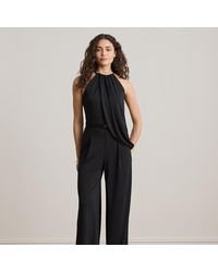 Ralph Lauren - Belted Stretch Jersey Halter Jumpsuit - Lyst