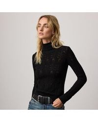 Ralph Lauren - Ralph Lauren Cashmere Pointelle Funnelneck Sweater - Lyst