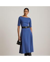 Ralph Lauren - Rib-Knit Stretch Cotton Midi Dress - Lyst
