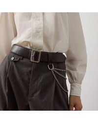 Ralph Lauren - Chain-Trim Washed Leather Wide Belt - Lyst