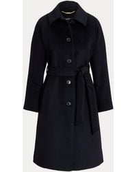 Ralph Lauren - Mantel Aus Wollmischung Mit Gürtel - Lyst