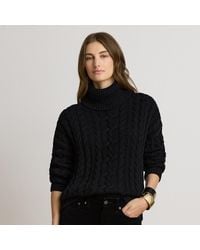 Ralph Lauren - Cable-Knit Cotton Roll Neck Jumper - Lyst