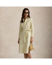 Polo Ralph Lauren - Striped Cotton Oxford Belted Shirt Dress - Lyst