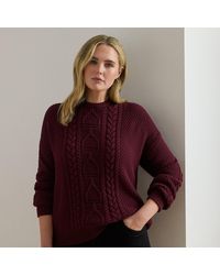Ralph Lauren - Ralph Lauren Cable-Knit Cotton Crewneck Sweater - Lyst