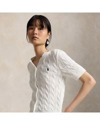 Ralph Lauren - Cable-Knit Cotton Short-Sleeve Cardigan - Lyst