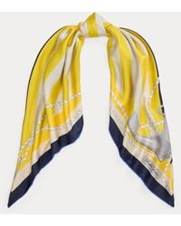 Ralph Lauren - Striped Silk Twill Square Scarf - Lyst
