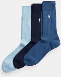 Polo Ralph Lauren - Rib-knit Cotton-blend Crew Sock 3-pack - Lyst