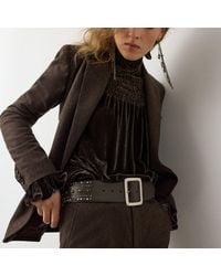 Ralph Lauren - Square-Buckle Studded Leather Wide Belt - Lyst