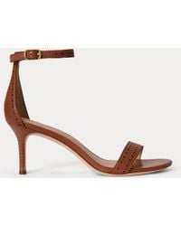 Ralph Lauren - Allie Mid-Heel Perforated Leather Sandal - Lyst