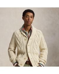 Polo Ralph Lauren - Aran-Knit Cotton Shawl Cardigan - Lyst