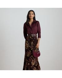 Ralph Lauren - Geblümter Maxi-Stufenrock Aus Samt - Lyst