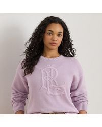 Ralph Lauren - Ralph Lauren Embroidered-Logo Combed Cotton Sweater - Lyst