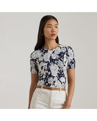 Ralph Lauren - Ralph Lauren Floral Cotton-Blend Short-Sleeve Sweater - Lyst