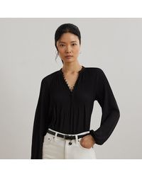 Ralph Lauren - Plissierte Georgette-Bluse - Lyst