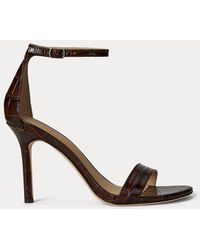 Ralph Lauren - Ralph Lauren Allie Crocodile-Embossed Leather Sandal - Lyst