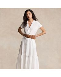 Polo Ralph Lauren - Gestuftes Hemdkleid aus Leinen - Lyst