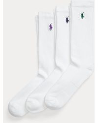 Polo Ralph Lauren - Wimbledon Cotton-Blend Crew Socks 3-Pack - Lyst