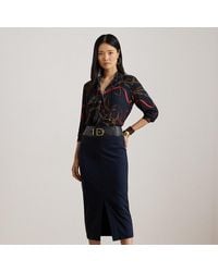 Ralph Lauren - Falda De Tubo Midi De Ponte Con Hebilla - Lyst