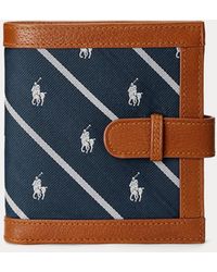 Polo Ralph Lauren Jacquard-Brieftasche mit Lederbesatz - Blau