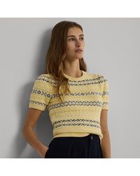 Lauren by Ralph Lauren - Ralph Lauren Fair Isle Cotton-linen Sweater - Lyst