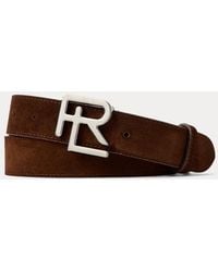 Ralph Lauren - Ralph Lauren Rl-Buckle Calf-Suede Belt - Lyst