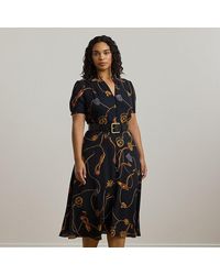 Ralph Lauren - Taglie Plus - Abito in georgette con stampa e cintura - Lyst