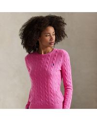 Polo Ralph Lauren - Wol-Kasjmier Kabeltrui Met Ronde Hals - Lyst