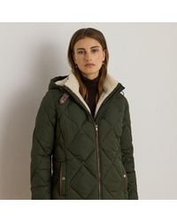 Ralph Lauren - Faux Leather-Trim Diamond-Quilted Jacket - Lyst