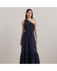 Ralph Lauren - Belted Slub Jersey One-Shoulder Dress - Lyst
