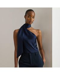 Ralph Lauren - Charmeuse Tie-Neck Halter Top - Lyst